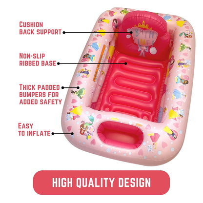 Disney Princess Loving Life Tina Inflable | Princesas Disney, superficie acolchada, visualización temperatura, bolsillos almacenamiento, ideal viaje