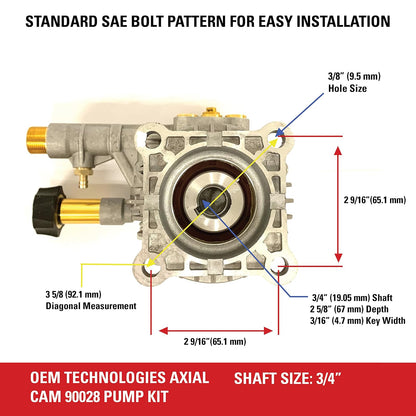 Simpson - Bomba de Repuesto para cámara axial de Limpieza Horizontal (8,6 CAH12 A 3000 PSI @ 2,4 GPM con Cabeza de Aluminio), Horizontal, 3000 PSI