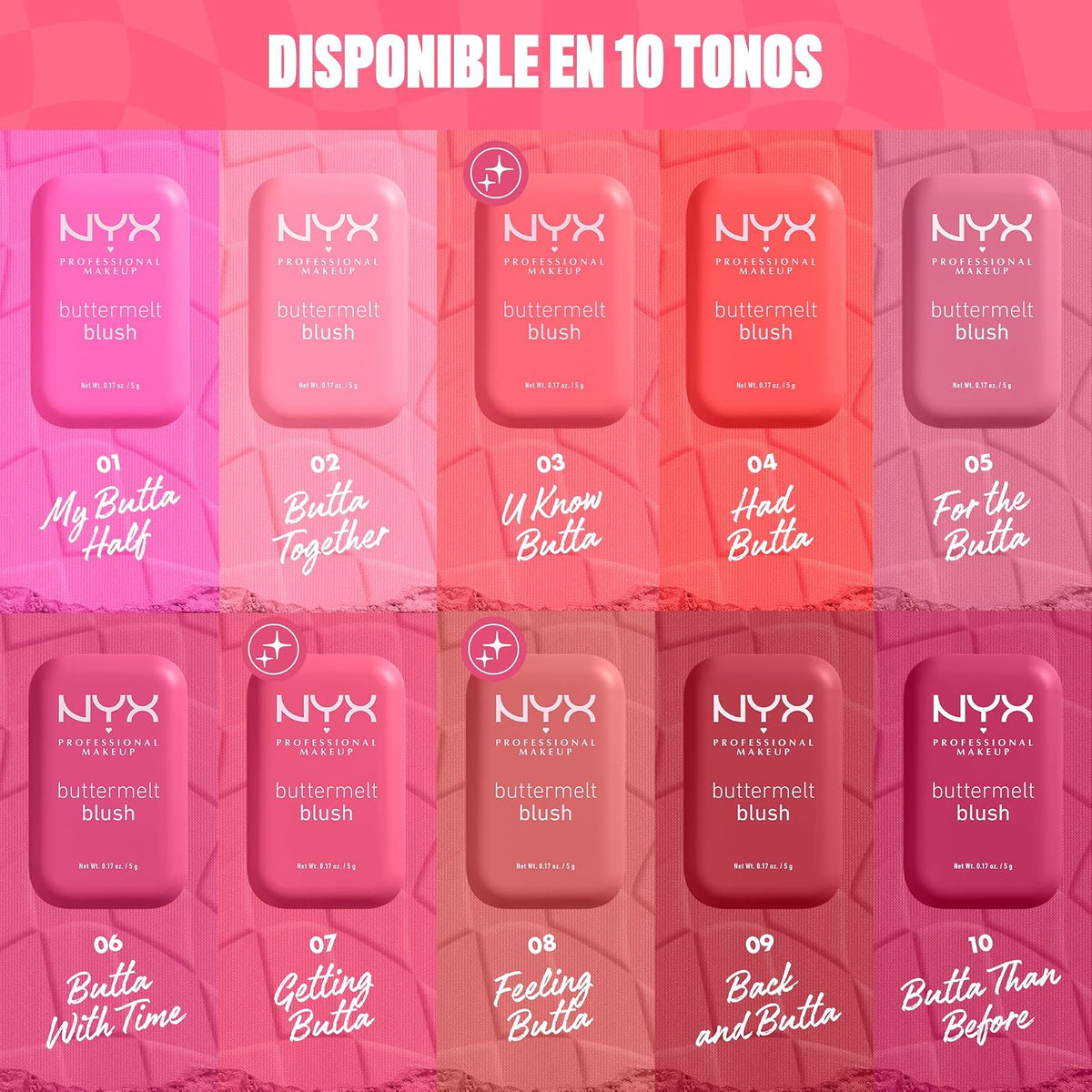 NYX Professional Makeup Blush, Rubor en Polvo, con hasta 12 horas de duración, de alta pigmentación resistente a la decoloración y transferencia, tono: For The Butta - 5gr