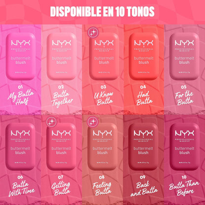NYX Professional Makeup Blush, Rubor en Polvo, con hasta 12 horas de duración, de alta pigmentación resistente a la decoloración y transferencia, tono: For The Butta - 5gr
