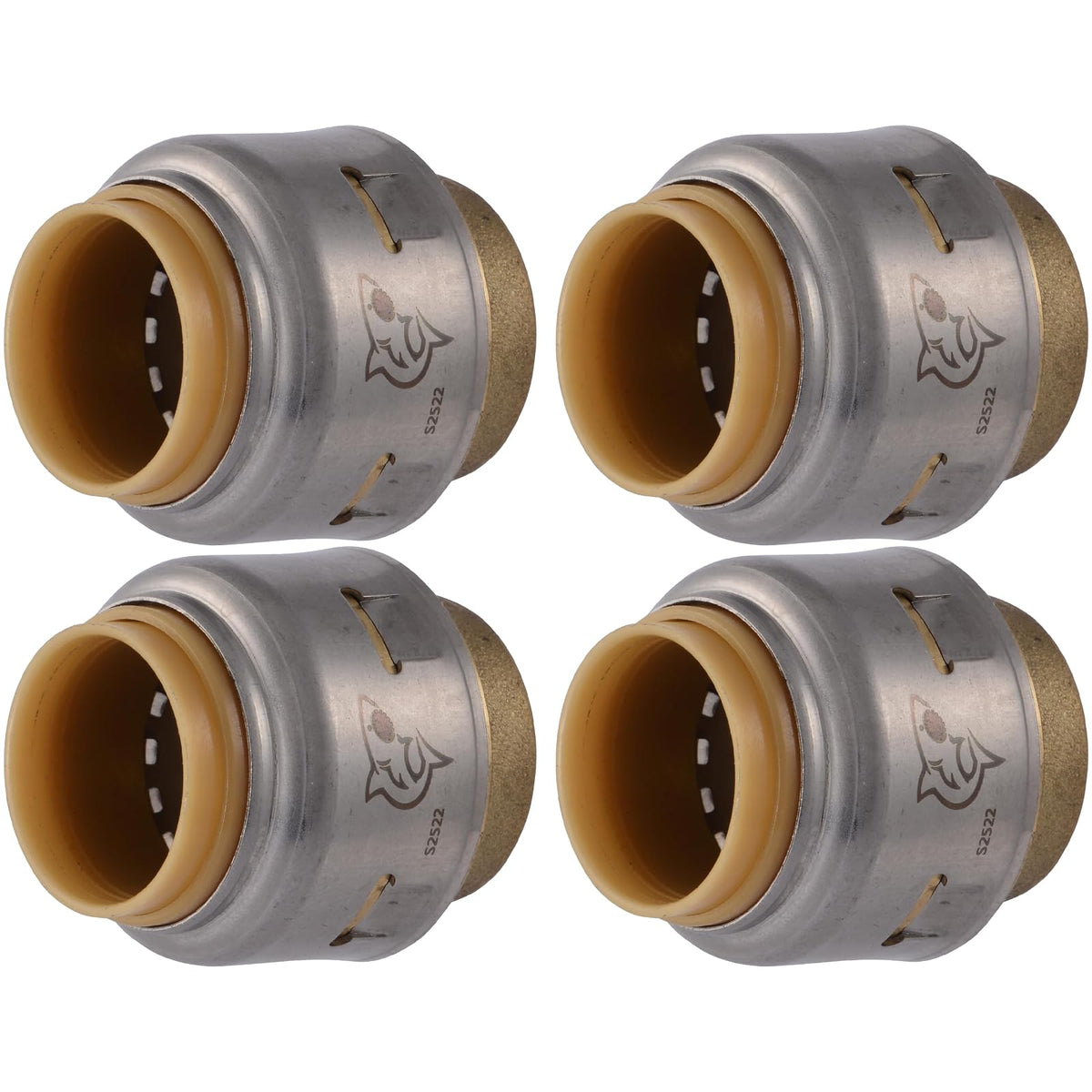 SharkBite Max - Tapa de empuje de 1/2 pulgadas, paquete de 4, ajuste de fontanería de latón a presión para conectar, tubería PEX, cobre, CPVC, PE-RT, HDPE, UR514A4