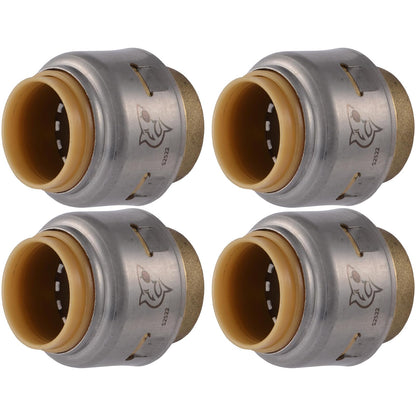 SharkBite Max - Tapa de empuje de 1/2 pulgadas, paquete de 4, ajuste de fontanería de latón a presión para conectar, tubería PEX, cobre, CPVC, PE-RT, HDPE, UR514A4