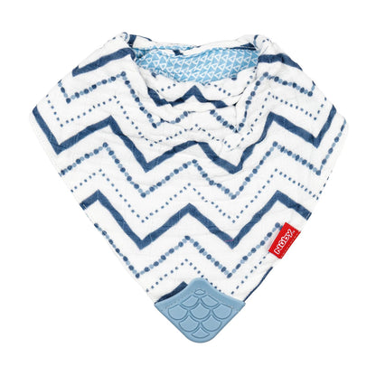 Nuby Reversible 100% Natural Cotton Muslin 3 Piece Teething Bib, Green/Grey/Blue, Dinosaur/Bear/Stripes, Paquete de 3