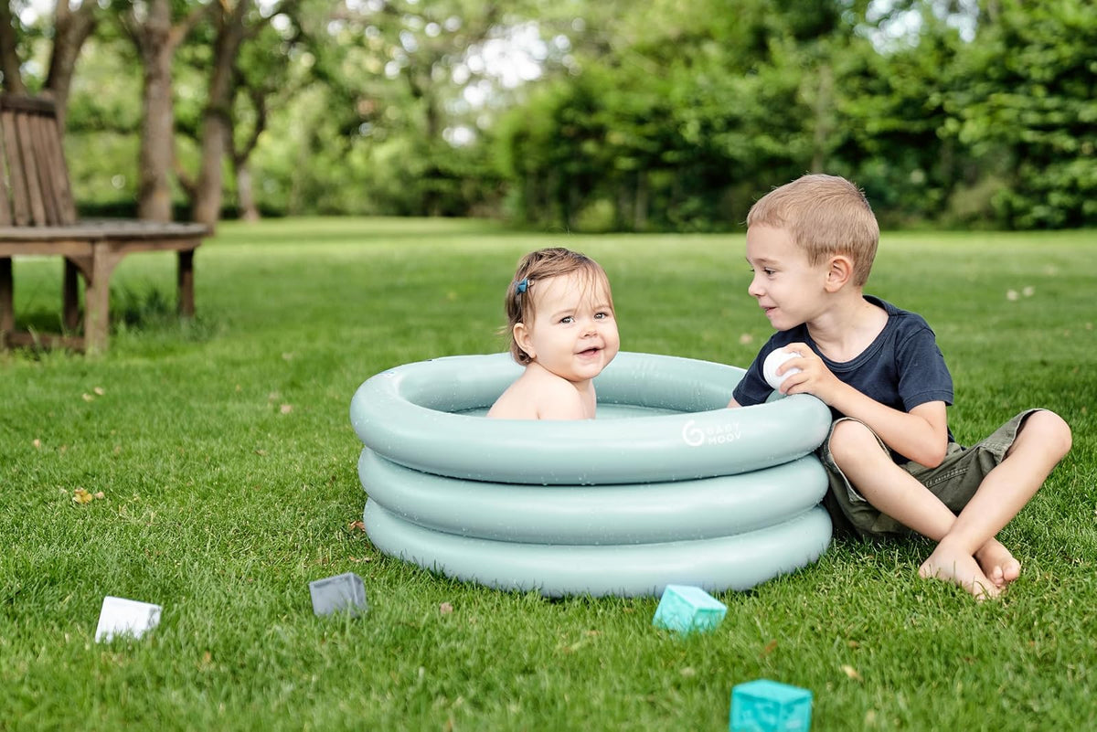 Babymoov Bañera Hinchable Evolutiva para Bebé, Tina Portátil para Recién Nacidos y Niños Pequeños, Soporte Plegable de Baño y Viaje, Práctico para Uso Diario, Aqua Dots