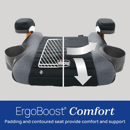 Chicco GoFit® ClearTex® Asiento elevador sin respaldo para automóvil, asiento elevador de viaje para automóvil, asiento elevador portátil de automóvil para niños de al menos 4 años y 40-100 libras | Sombra/Negro