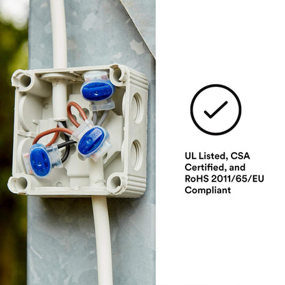 3M - Scotchlok Electrical IDC 314-BOX, en espiral, autodespegable, resistente a la humedad e ignífugo, azul, 22-14 AWG, 50 por bolsa