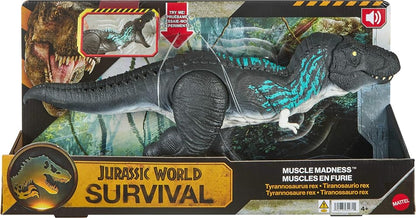 Mattel Jurassic World Feature T-Rex Dino | T-Rex JNL64 - Figura con músculos y uñas en la cola, mordida y costillas