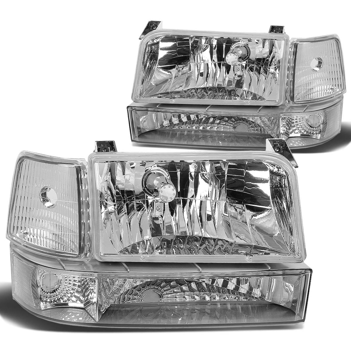 DNA Motoring HL-OH-F15092-6P-CH-CL1 Par de Faros Delanteros Cromados para Ford Bronco/F-150/F-250/F-350 1992-1996