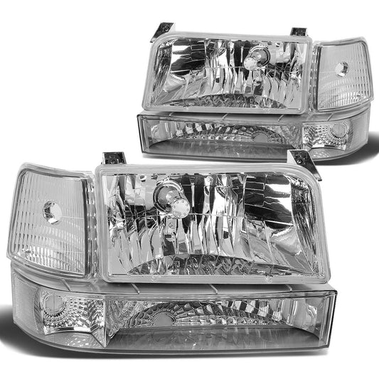 DNA Motoring HL-OH-F15092-6P-CH-CL1 Par de Faros Delanteros Cromados para Ford Bronco/F-150/F-250/F-350 1992-1996