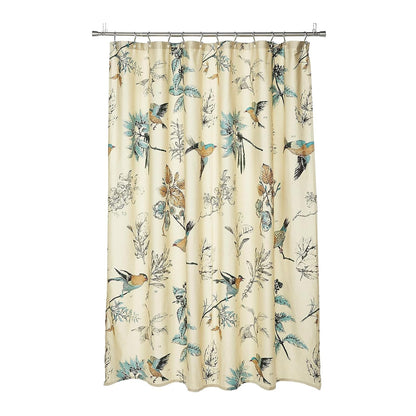 Madison Park - Cortina de ducha con estampado de pájaros y hojas, cortina de ducha para baño, decoración moderna de campo, lavable a máquina, cortina de ducha de algodón, membrillo, 72 x 72 pulgadas,