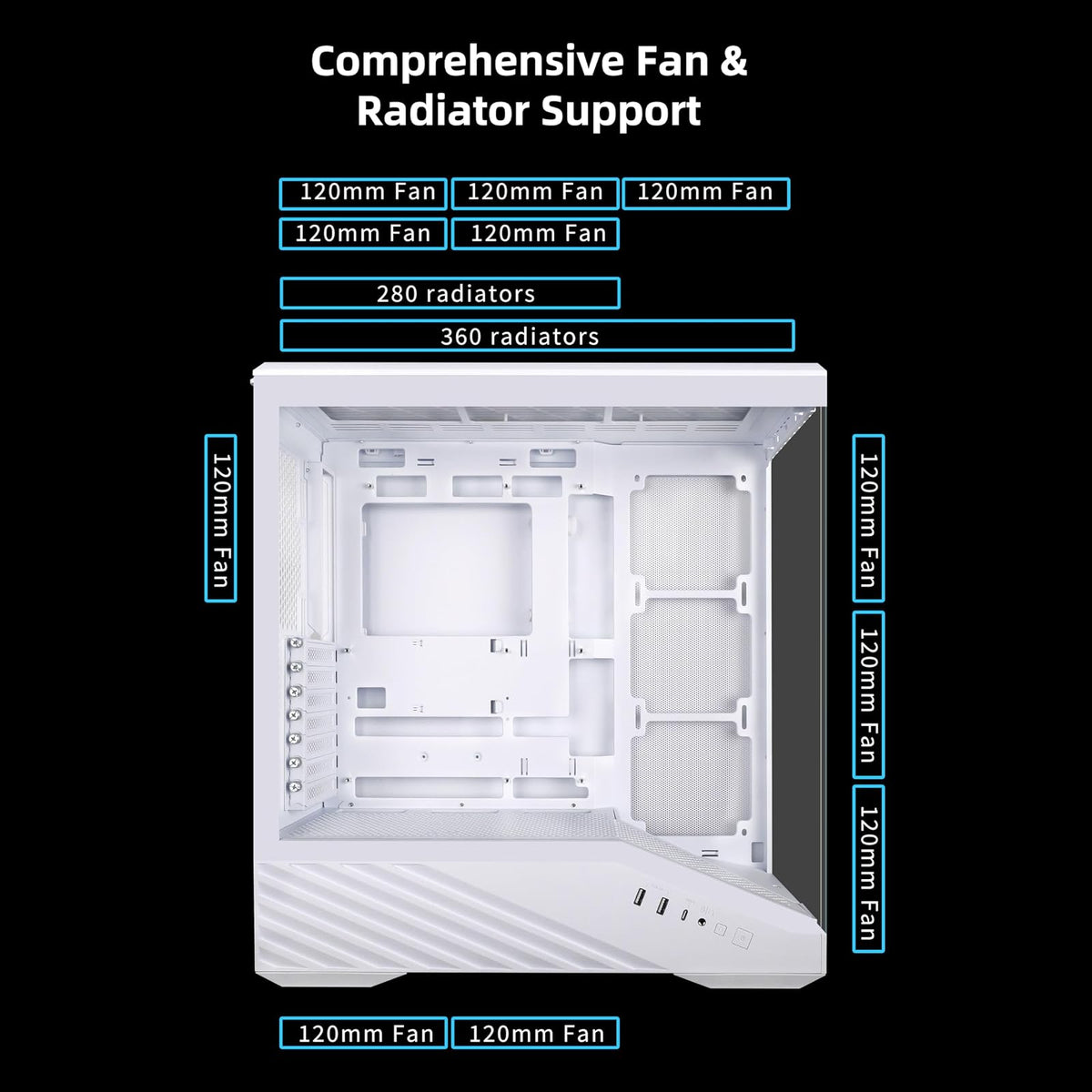 Lian LI Vector V100 Black – ARGB Full Tower ATX/mATX/ITX Case Pro Gaming Look