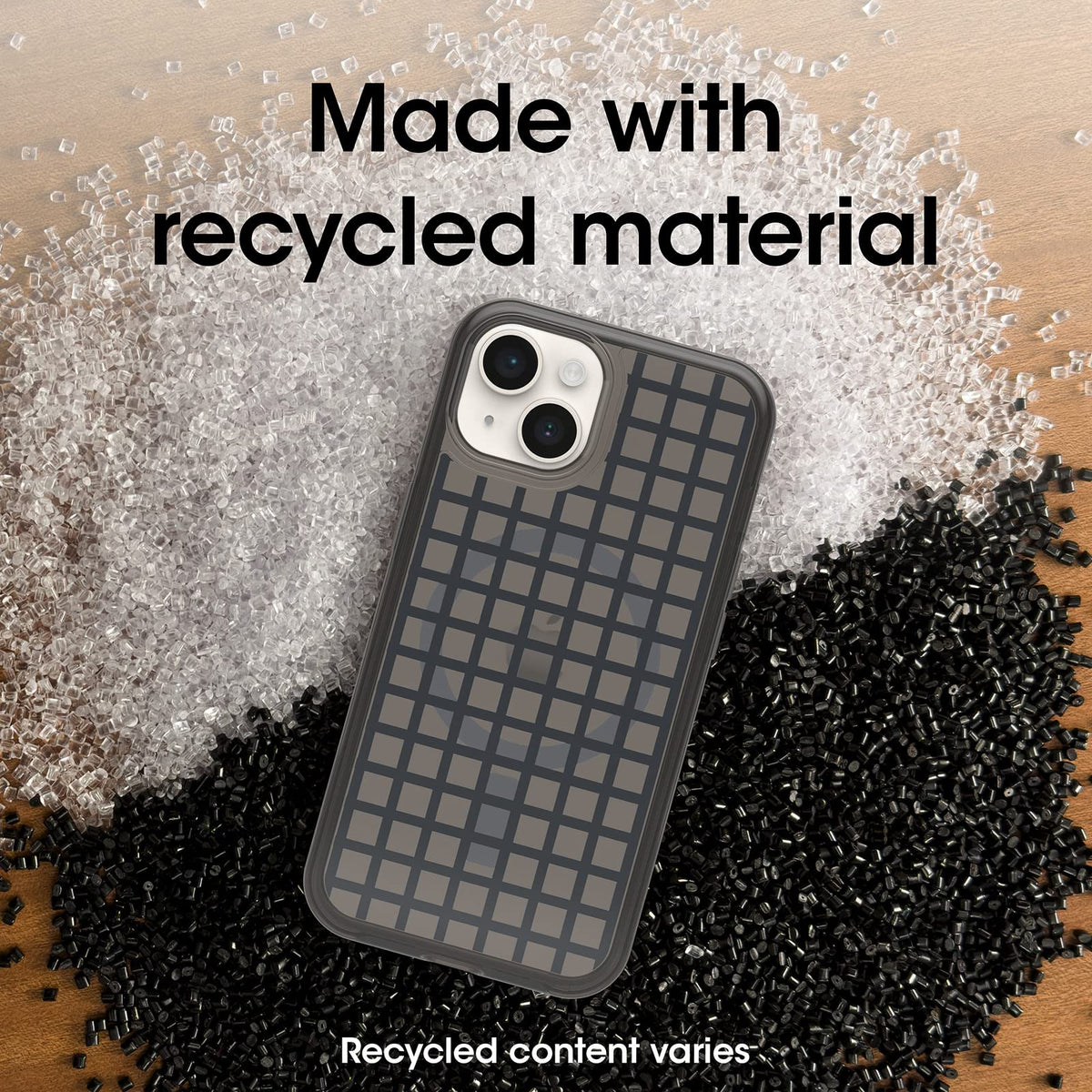 OtterBox SYMMETRY SERIES+ CLEAR Antimicrobial Funda con MagSafe para iPhone 14 & iPhone 13 - WINDOW PANE (NEGRO)