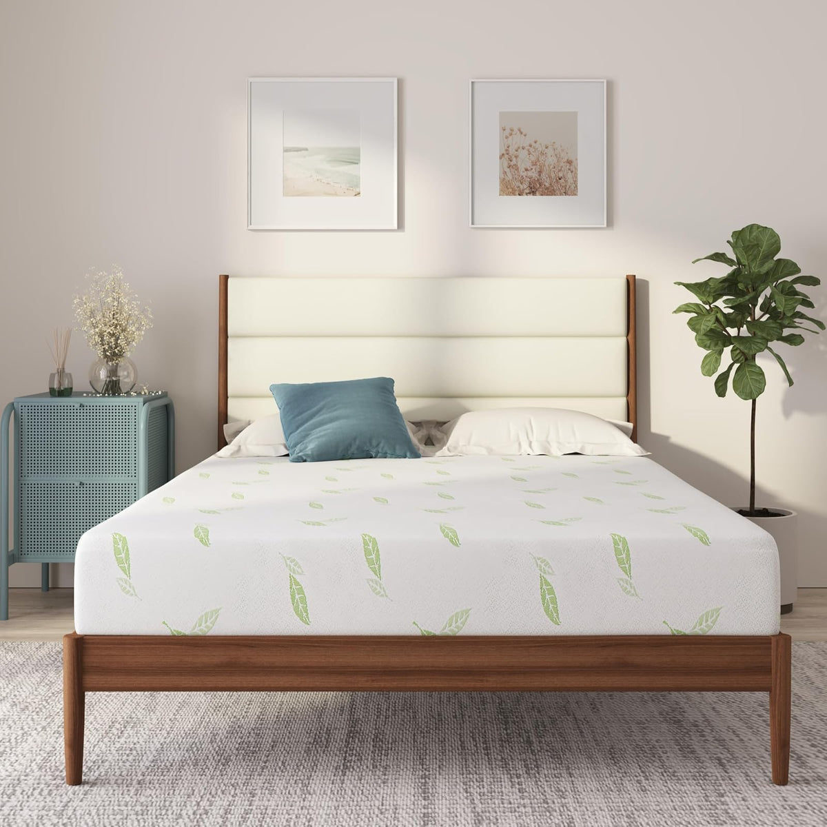 NapQueen Colchón de Espuma viscoelástica con infusión de té Verde de tamaño Individual, 12 Pulgadas, Certificado CertiPUR-US