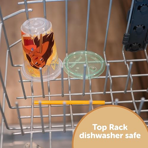 The First Years Take & Toss - Copas de paja para niños pequeños – Moana – Vasos para beber a prueba de derrames con tapas y popotes a presión – Copas reutilizables para niños pequeños para viajes