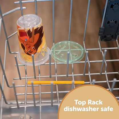 The First Years Take & Toss - Copas de paja para niños pequeños – Moana – Vasos para beber a prueba de derrames con tapas y popotes a presión – Copas reutilizables para niños pequeños para viajes