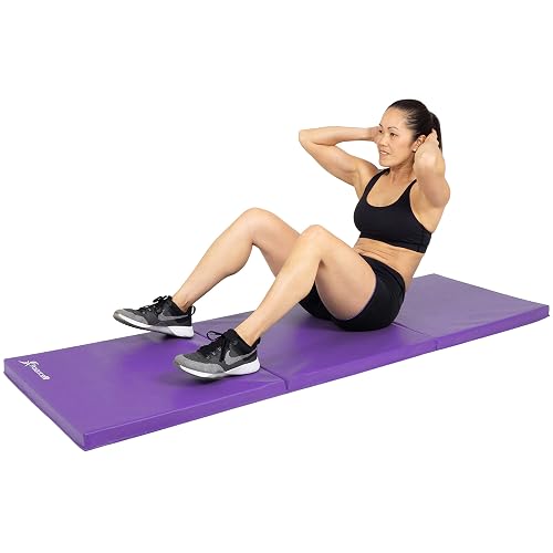 ProsourceFit Tri-Fold Folding Thick Exercise Mat 6’x2’ with Carrying Handles for MMA, Gymnastics, Stretching, Core Workouts