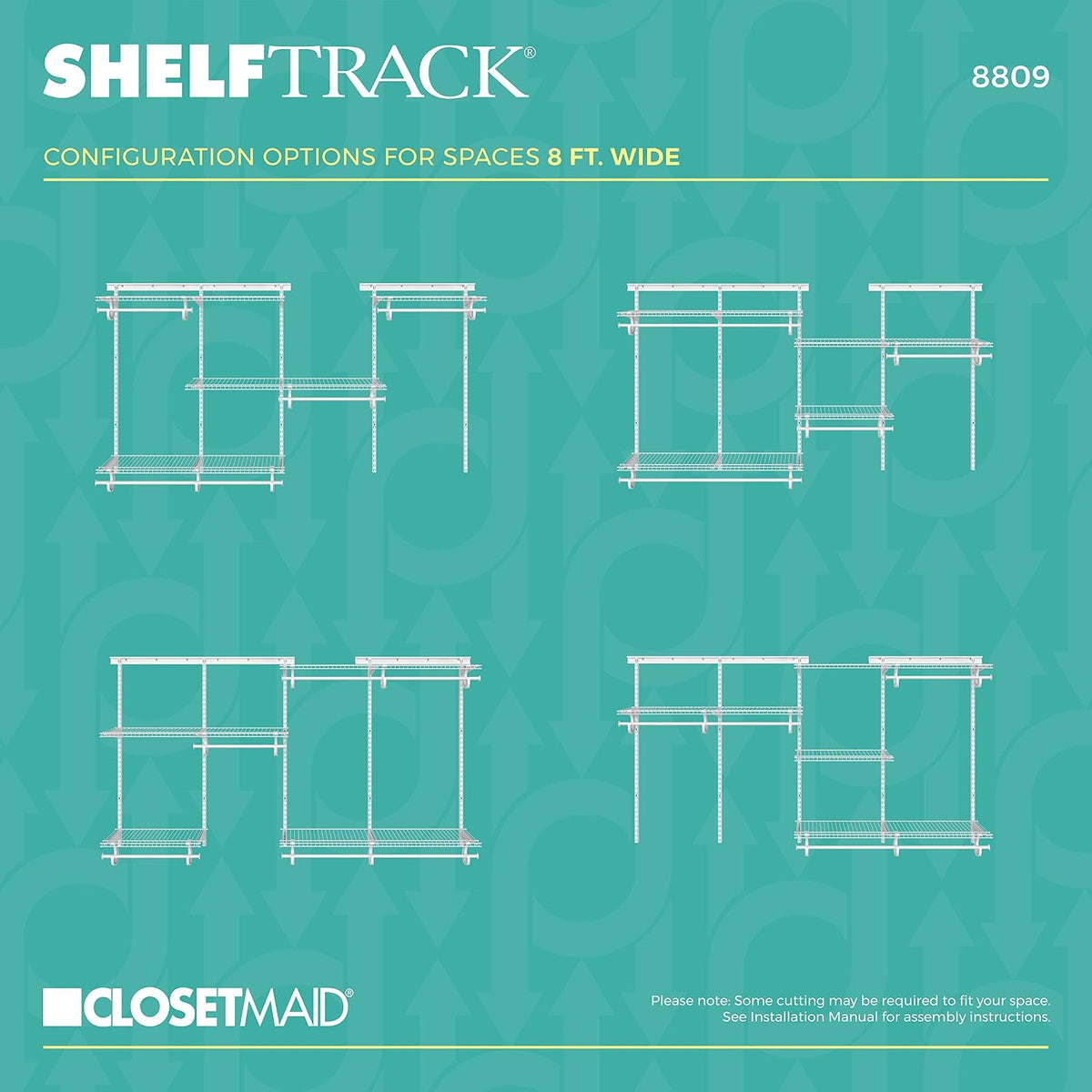 ClosetMaid ShelfTrack - Organizador de clóset Ajustable, Blanco, 5 to 8 Feet, 1