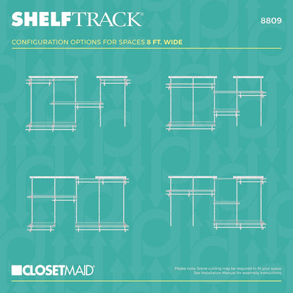 ClosetMaid ShelfTrack - Organizador de clóset Ajustable, Blanco, 5 to 8 Feet, 1