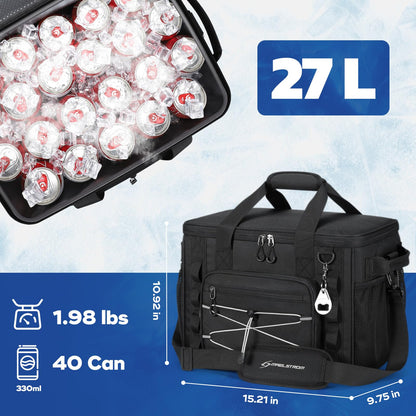 Maelstrom Hielera Portátil 30/40 Latas, Bolsa Térmica Plegable Hermética | Frío 24h hielo, Aislamiento 5 capas, Múltiples bolsillos, Ligera. Ideal Camping, Playa, Senderismo, Kayak, Viajes carreteros