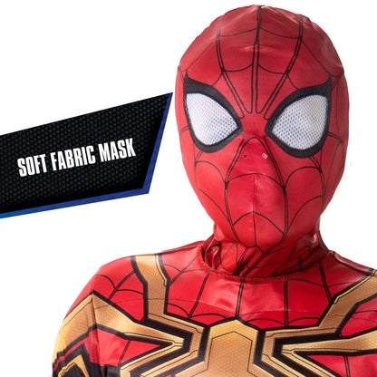 Marvel Integrated Spider-Man Official Youth Halloween Costume - Premium Quality Padded Jumpsuit with Pull On Fabric Mask