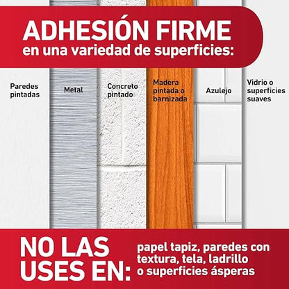 COMMAND 3M Gancho Adhesivo Removible para Baño Grande Blanco 1 pza | Soporta hasta 3.4 kg, Organiza interiores sin dañar, No requiere herramientas, Fácil de instalar, Tiras impermeables
