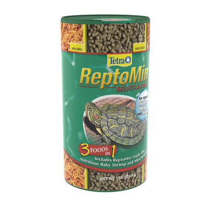 Tetra ReptoMin Alimento Selecto para Tortugas y Anfibios 3 en 1 de Reptomin, Baby Shrimp y Mini Krill Treats Contiene 44 Gramos