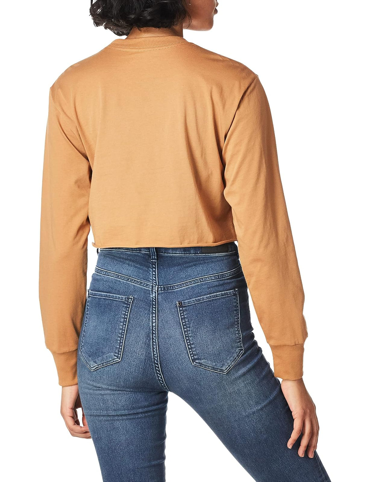 True Religion Camiseta de Manga Larga con Cuello Redondo y Corto Camiseta para Mujer