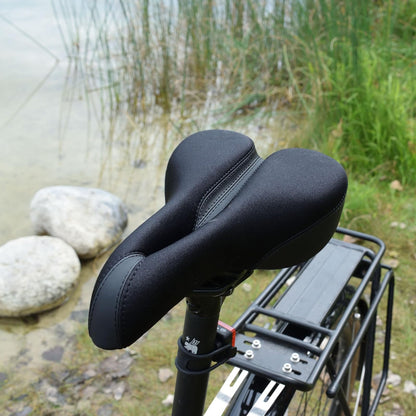 Planet Bike, sillín para Bicicleta clásico y Confortable con Sistema de Alivio anatómico, para Varones (Plateado/Negro)