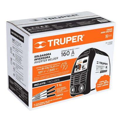 Truper SOIN-120/160, Soldadora inversora bi-voltaje 160 A 127 V/220 V ligera y compacta