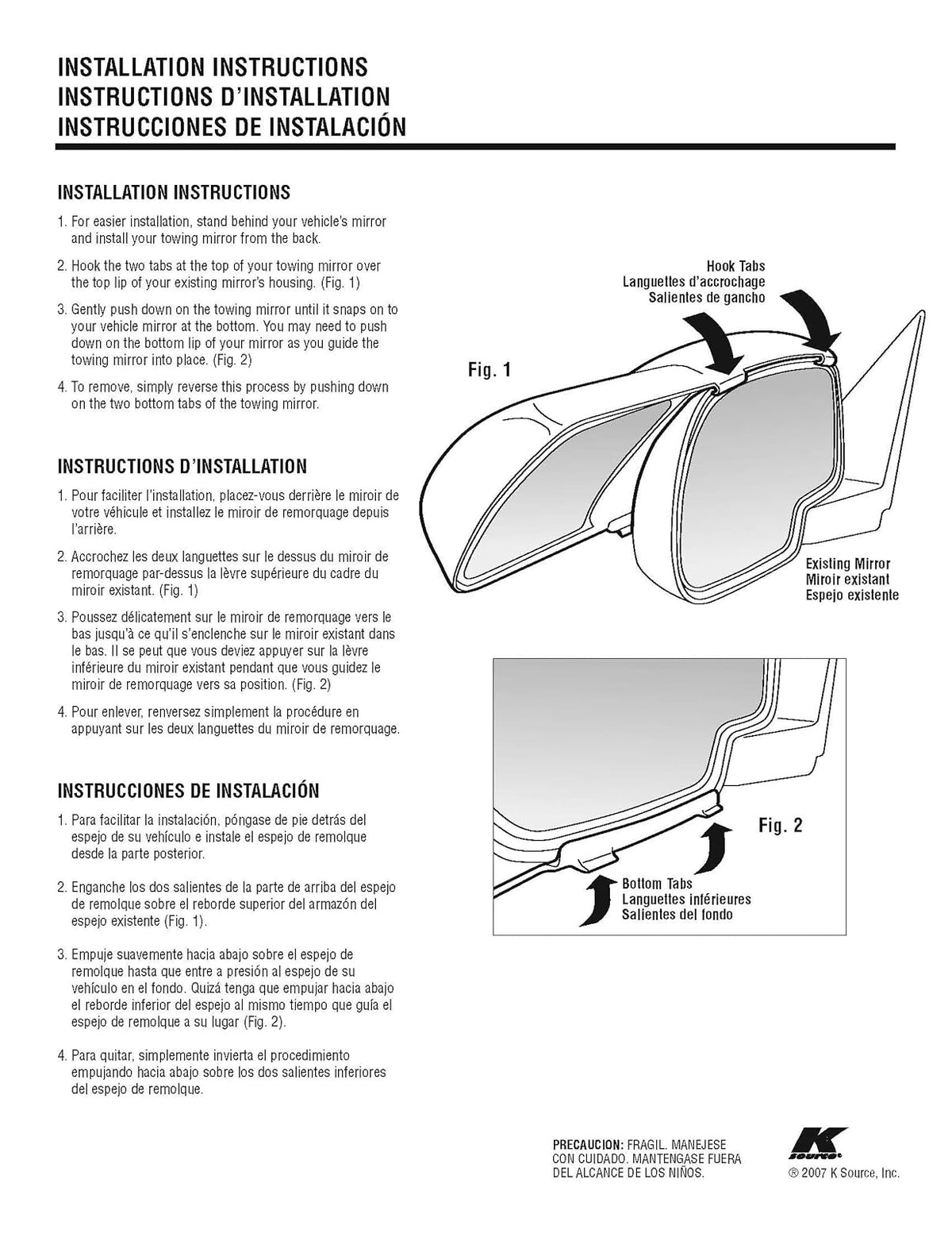Fit System Espejo de Remolque Snap & Zap 80930 para Silverado/Sierra 1500 2019-2024, Negro