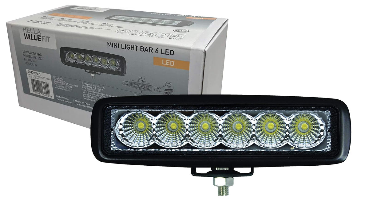 Hella Mini Barra Auxiliar de 6 LED con Soportes con Torni l lería Inoxidable, 357203001
