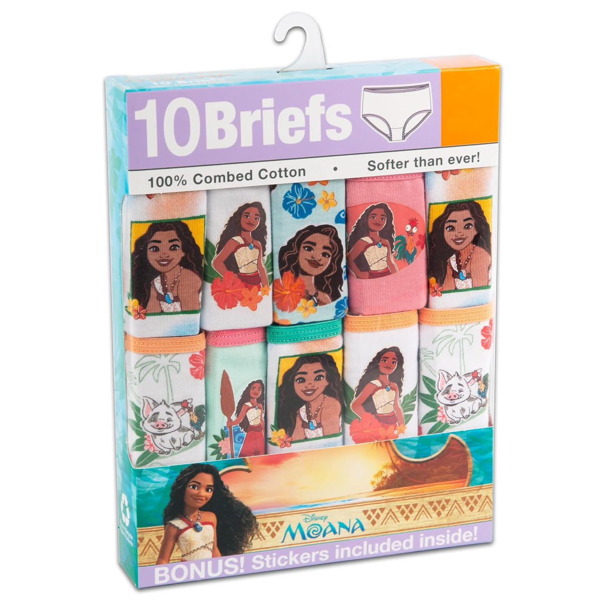 Disney Exclusive Moana 100% Combed Cotton Underwear Available in Sizes 2/3t, 4t, 4, 6, & 8 Ropa interiorNiñas