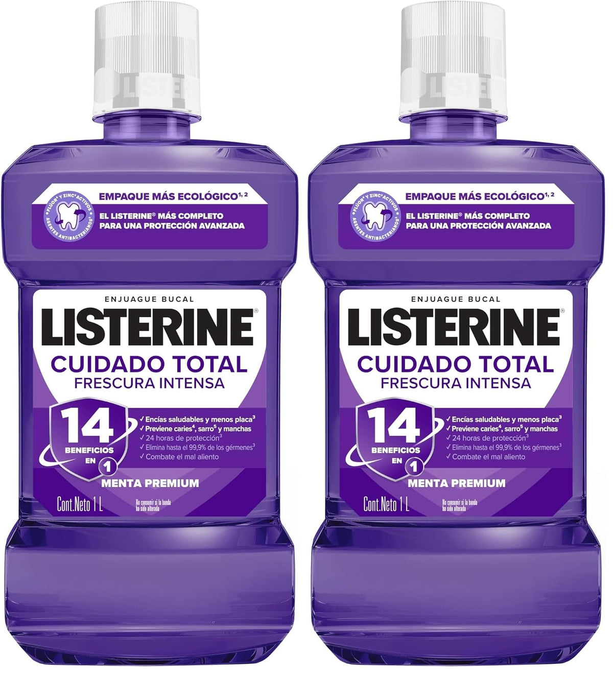 Listerine Enjuague Bucal Cuidado Total con Flúor - 500 ml (Paquete de 2) - Enjuague Bucal