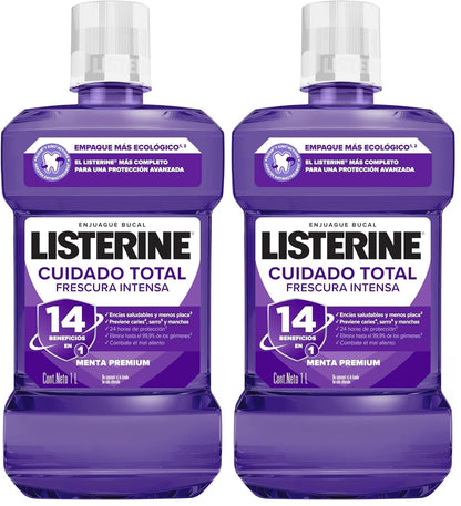 Listerine Enjuague Bucal Cuidado Total con Flúor - 500 ml (Paquete de 2) - Enjuague Bucal