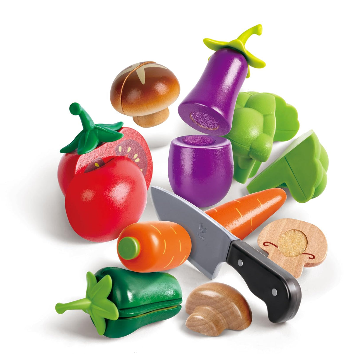 Hape , Accesorios de Cocina de Madera para Niños: Set de Verduras Realistas, Juego Educativo y Divertido para Explorar el Mundo de la Cocina. De 2 a 8 años. E3161