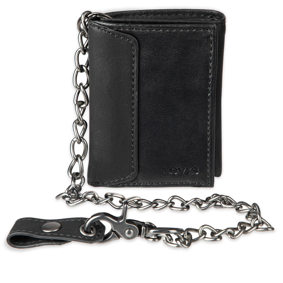 Levi's - Billetera,31LV110001, Hombres , Puntada negra, Sin tamaño - Talla Única - Negro con cadena