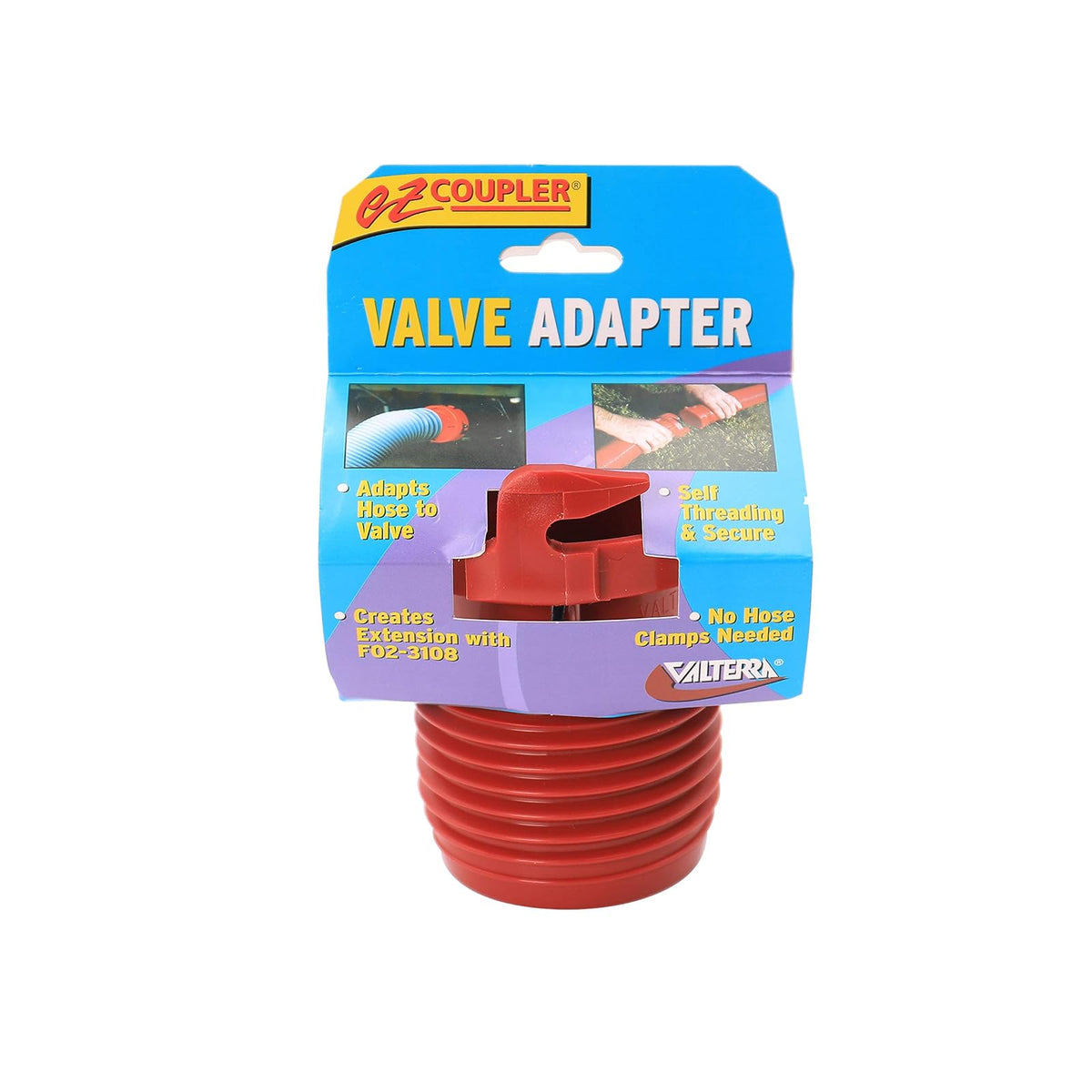 Valterra F02-3101 - Adaptador de válvula de Acoplamiento EZ para Manguera de Drenaje de RV, Color Rojo