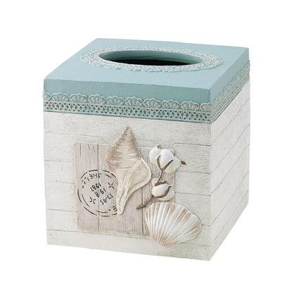 Avanti Linens - Cubierta de Caja de pañuelos, Accesorios de encimera, decoración Elegante de Granja para el hogar (colección de Conchas de Granja) - Tissue Box Cover