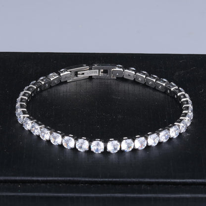 Xyphielle Pulseras para Mujer con Baño de Plata - Pulsera de Circonitas Grandes y - Regalos Elegantes (18cm)