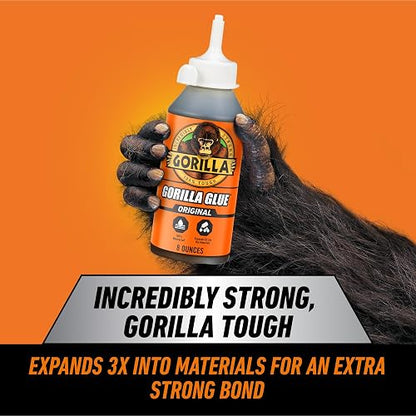 Gorilla Original, Pegamento Impermeable De Poliuretano, Botella De 8 Onzas, Marrón