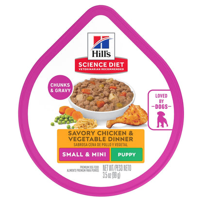 Hill's Science Diet Alimento Húmedo para Cachorro Sabor Pollo 12 Pack 99G | Alimento húmedo Hill's para perro, pollo real, razas pequeñas, crecimiento sano, desarrollo cerebral con DHA