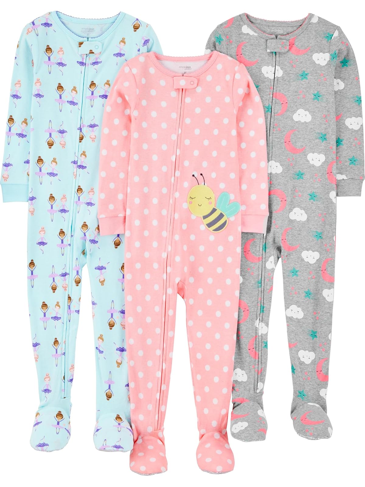 Simple Joys by Carter's 3-Pack Snug Fit Footed Cotton Pajamas Pajama Set bebés niñas
