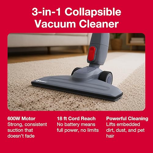 Koblenz Atlas Stick Vac Aspiradora ciclónica 3 en 1, filtración HEPA, Motor de 600 W, Taza de Polvo de 1 L, aspiradora Larga con Cable, para Todas Las Superficies, SVK-160