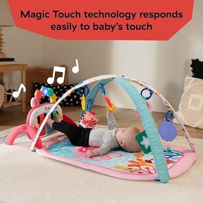 Baby Einstein Kickin’ Tunes - Gimnasio de Actividades 4 en 1 para bebé, con música y Luces, Dos Barras de Juguetes, Piano de Juguete para Aprender español, inglés, francés y alemán (Rosa)