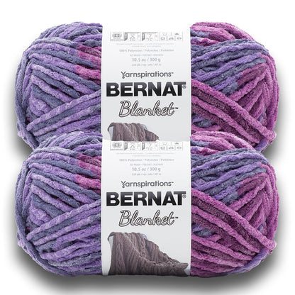 Bernat Blanket Estambre Chenille, Paquete de 2, Súper Voluminoso - Puesta de sol púrpura