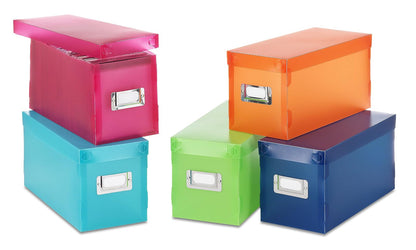 Whitmor 6754-373-5 Plastic CD Boxes Set of 5 Assorted Colors - plastic storage boxes s - 5