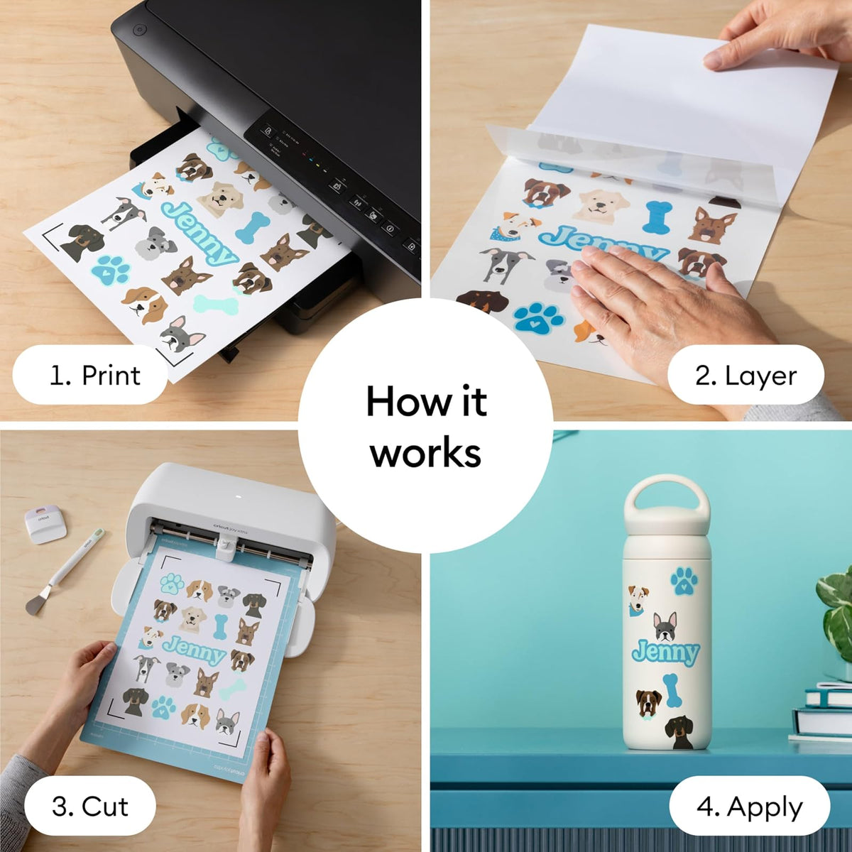 Cricut Juego de Pegatinas Holográficas 10 Hojas | Blanco, impermeables, imprimibles, tamaño carta 8.5 x 11 pulgadas, compatible con impresoras de inyección de tinta