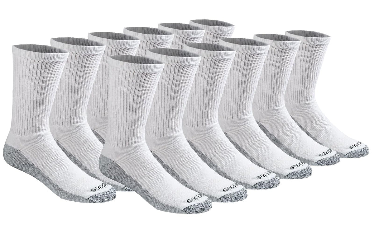 Dickies Calcetines Deportivos para Hombre, Talón y Puntera Reforzados - XL - Blanco (12 pares).
