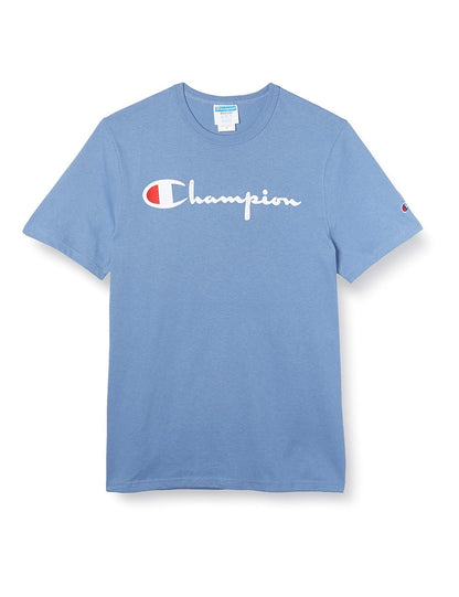 Champion LIFE Playera Cuello Redondo para Hombre - XS - Frontier Blue Script