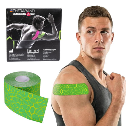 TheraBand – Banda de kinesiología con indicador XactStretch para un Estiramiento y aplicación perfectos, la Mejor en su Clase en adhesión, Resistente al Agua, Rollo de 5,1 cm x 5 m